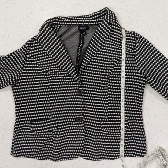 Torrid Black White Dot Pattern Blazer Jacket 2 Buttons Collared Pockets Plus 3X - Picture 6 of 10